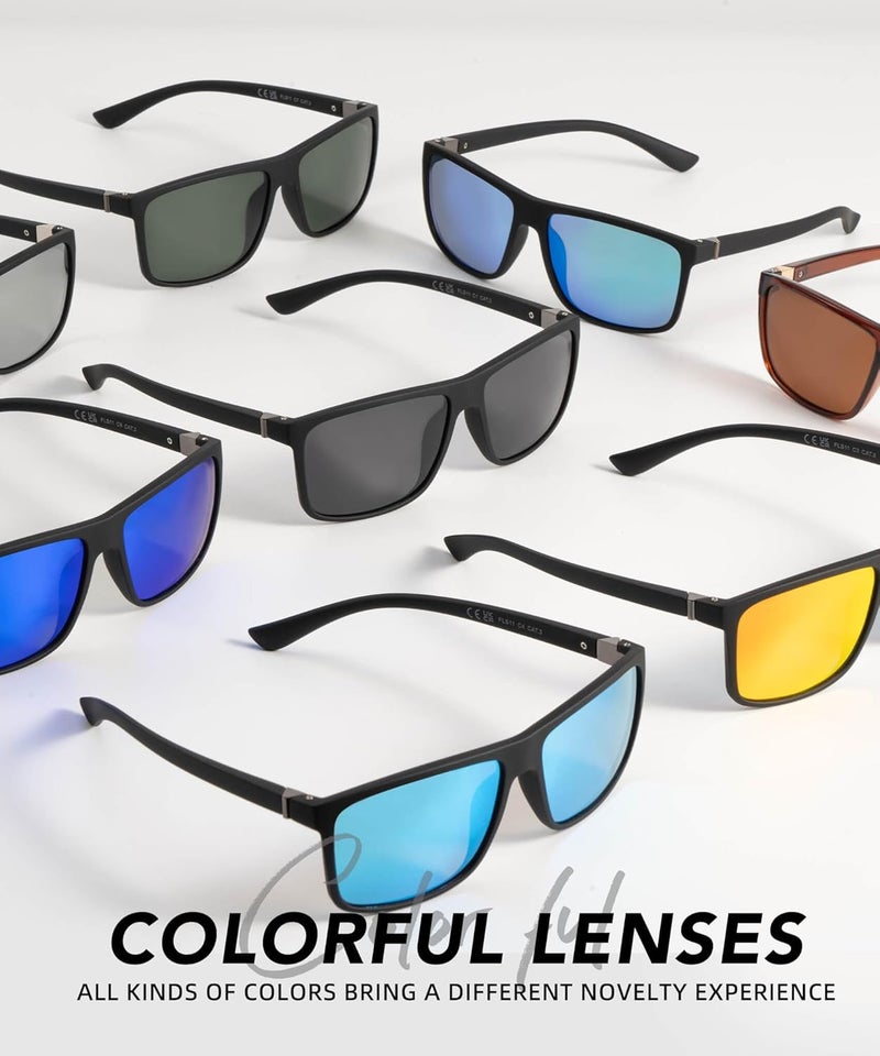 QALLY Store Polarized Sunglasses for Men Rectangular Frame Men's Polarized Sunglasses Sports Sunglasses with UV400 Protection - Image 5
